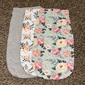 Floral and Gray Baby Swaddle Set